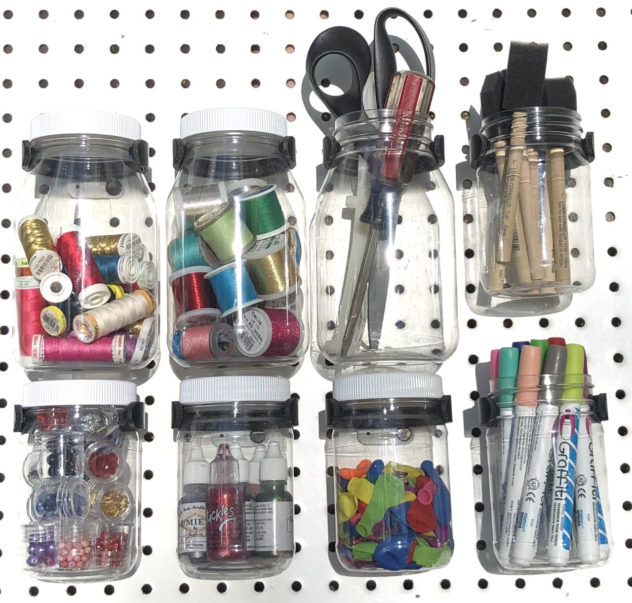 Plastic Pegboard Wallwerx Mason Jar Storage Canister Small Parts Organizer  - Wall Control