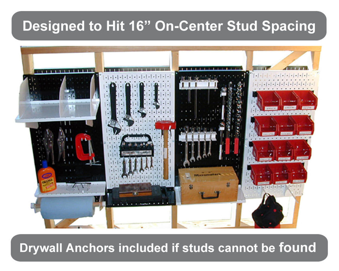 White Pegboard - 32in x 16in - metal - easy install