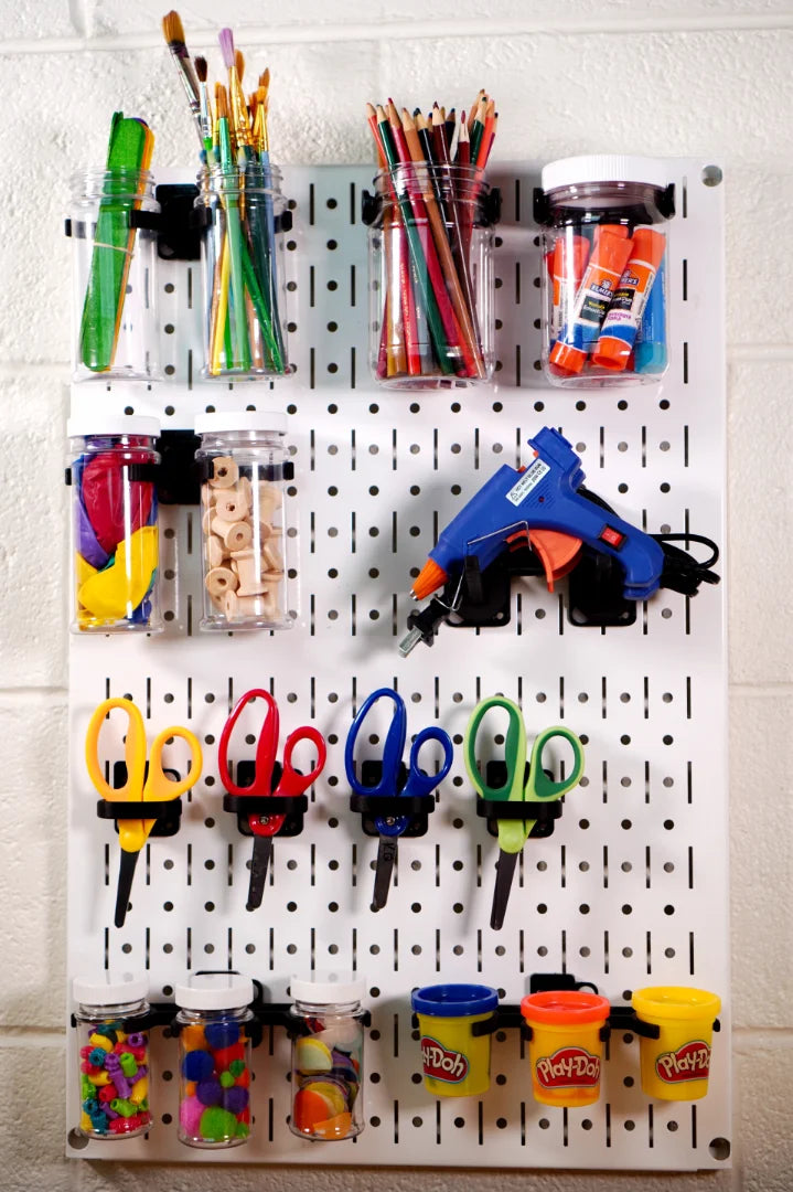Pegboard + Starter Kit - black metal pegboard, pegboard containers, hooks, tool holders (Copy)