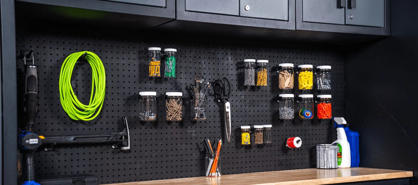 Wallwerx Werxshop Kit - Wall mounted jars, hooks, tool holders