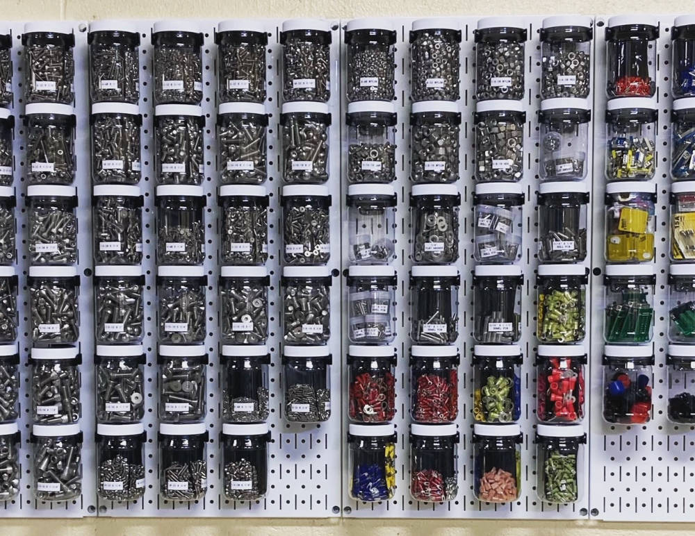 Professional storage and organization system for mounting containers and jars to wall by Wallwerx